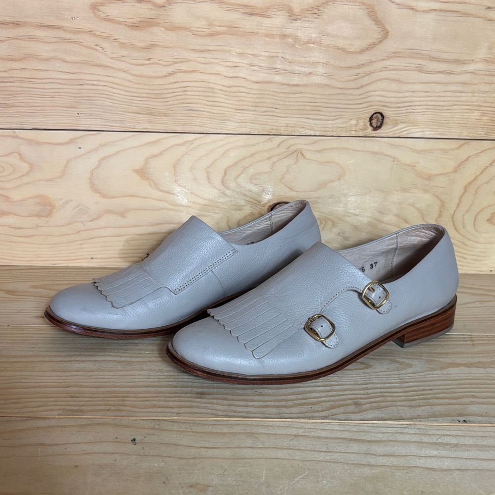 Gal‎ Vs Buck Neat Monk Taupe light gray loafer oxfords size 37